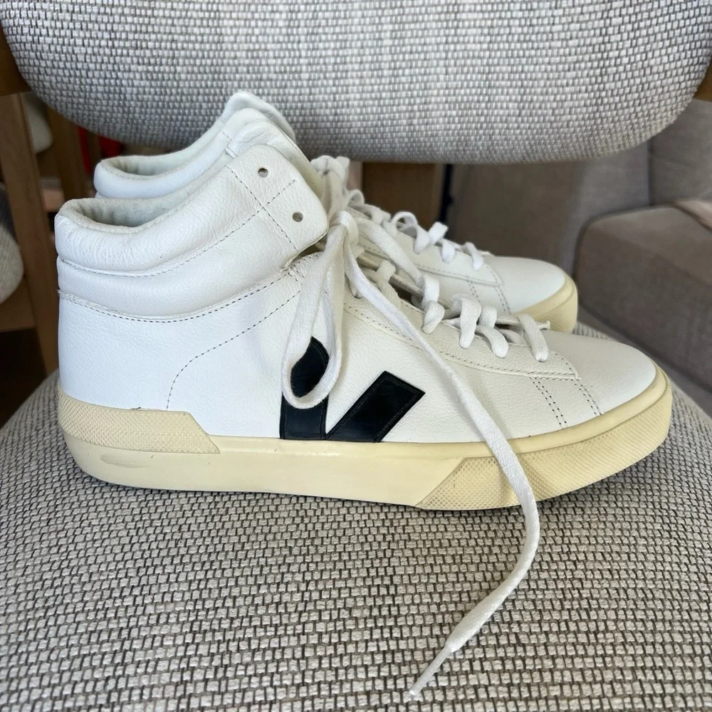 Veja Minotaur High Top Sneakers in Black and White